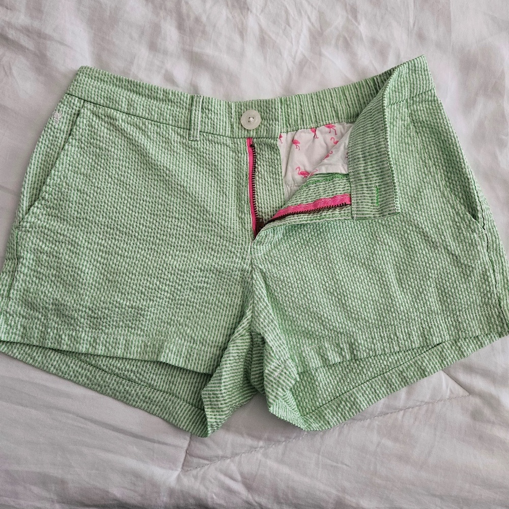 Chubbies Ladies Seersucker Lime Green Pinstripe Shorts S
